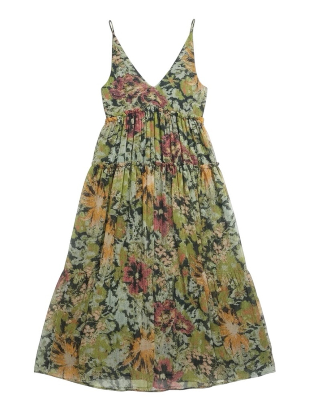 Free People Julianna Tiered Maxi Dress In Misty Green Combo